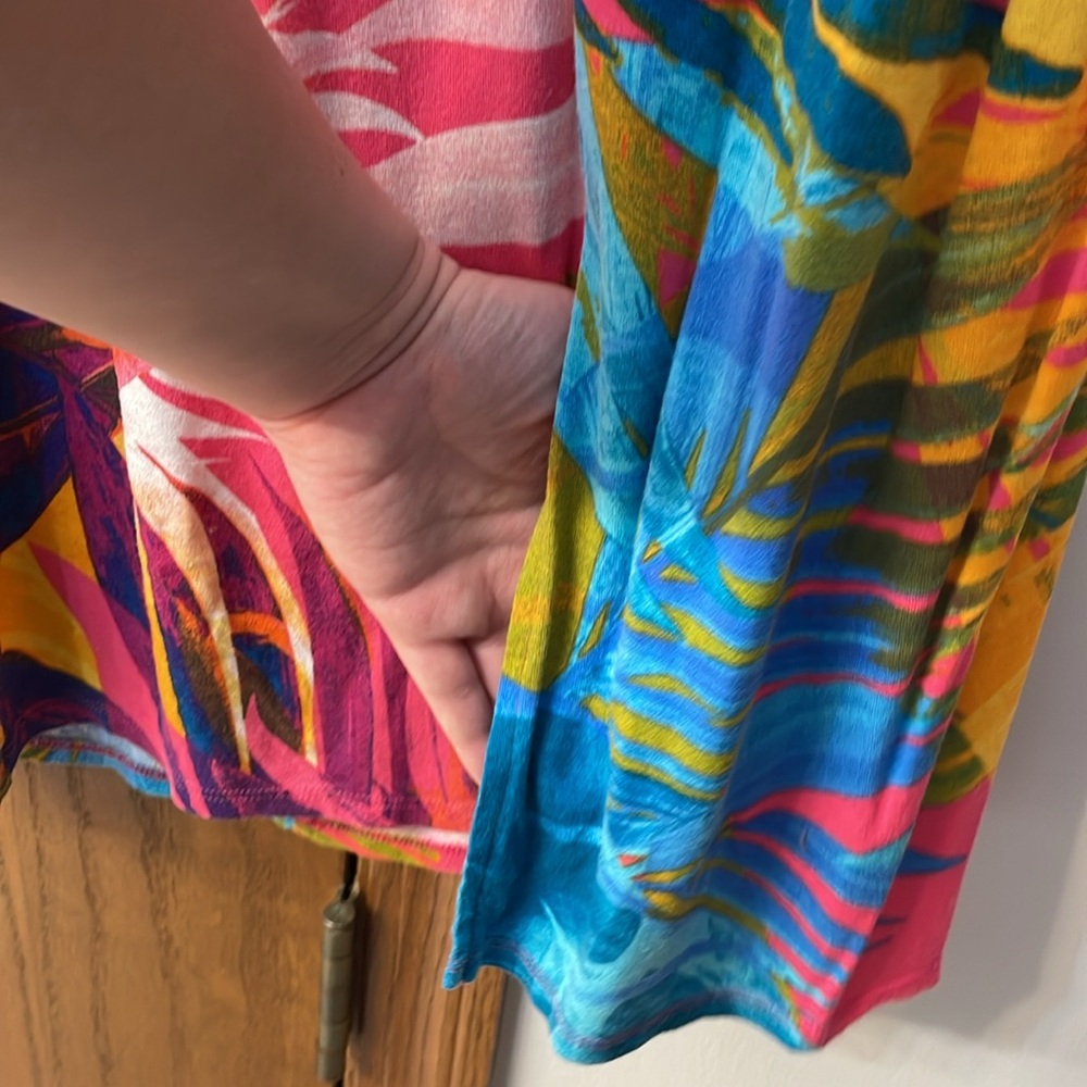 LANE BRYANT UEC Size 14/16 Sleeveless Tropical Print Midi Dress Pink Blue yellow - Picture 10 of 16